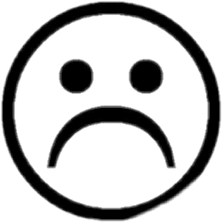 Sad Grunge Tumblr Blackandwhite - Sad Smiley Black And White (733x732), Png Download