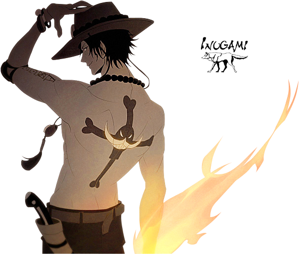 Render Portgas D Ace One Piece Pirate Tatouage Feu - Ace One Piece Png (697x523), Png Download