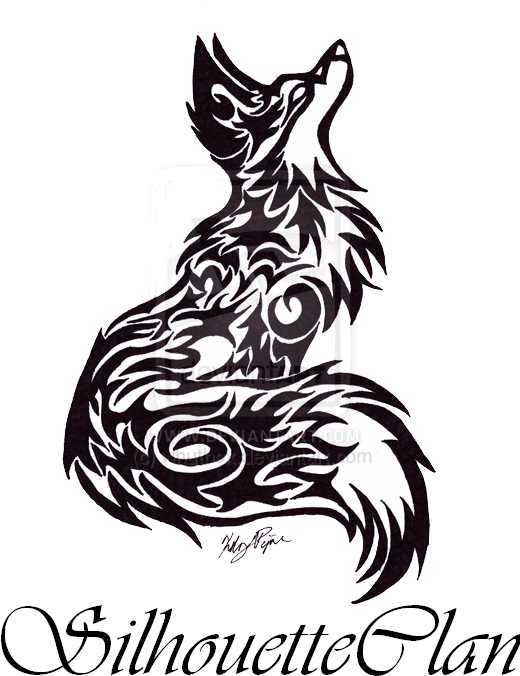 Black Tribal Fox Tattoo Stencil By Piper - Тату Лиса Черная (800x800), Png Download