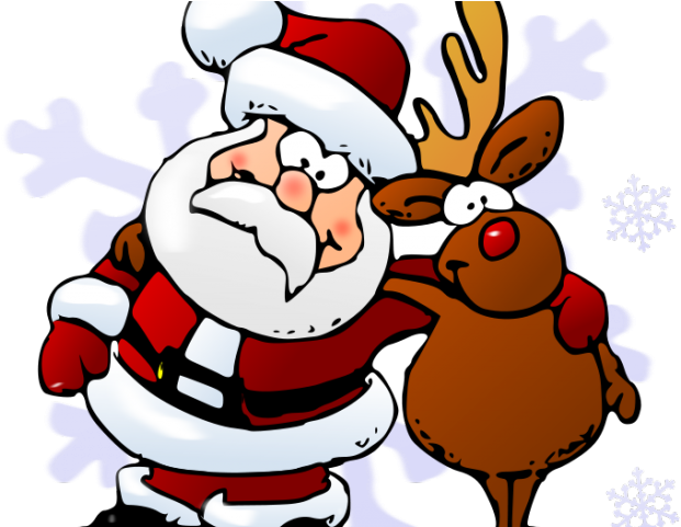 Reindeer Clipart Friend - Santa And Rudolph Cartoon (640x480), Png Download