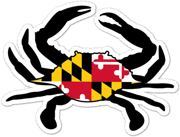 Maryland Crab Flag / Outline Sticker - Maryland Flag Crab Transparent (600x600), Png Download