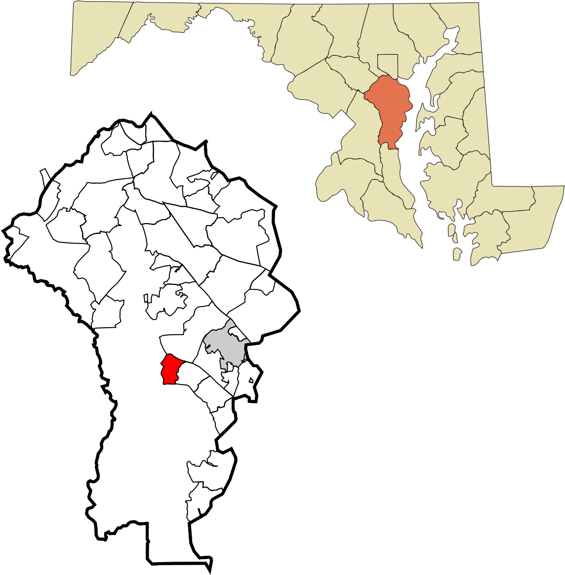 Census Designated Places Map Maryland (1200x1200), Png Download