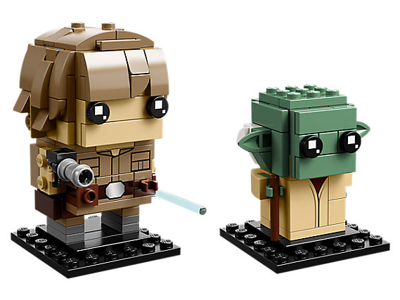Lego Hot Toys - Lego Brickheadz Luke And Yoda (758x426), Png Download
