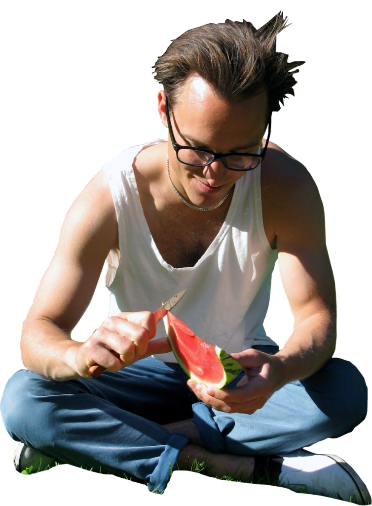 C, J And I Had A Few Kilograms Of Water Melon Sitting - Cut Out People Sitting On Grass (754x1024), Png Download