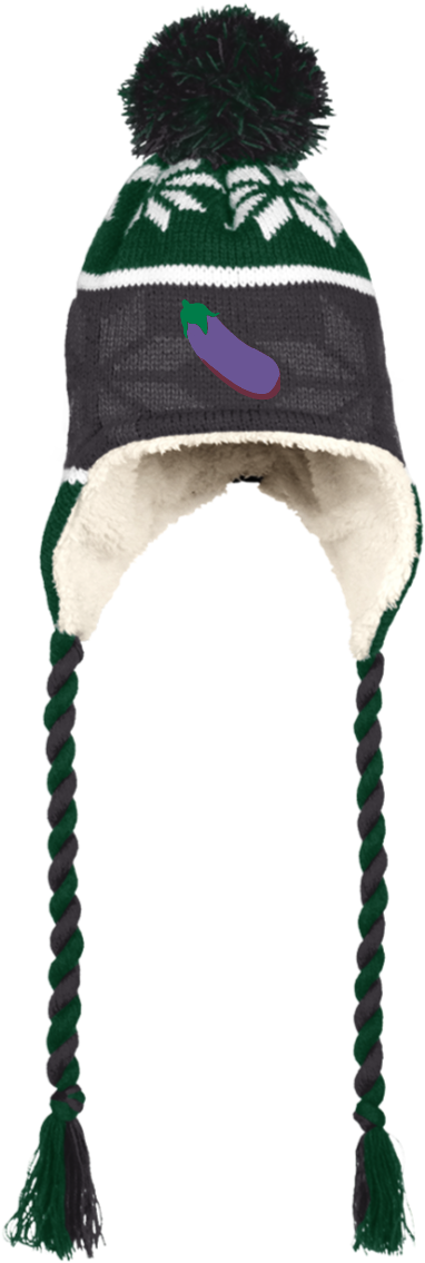 Eggplant Emoji 223825 Holloway Hat With Ear Flaps And - Winter Hat With Braids (1155x1155), Png Download