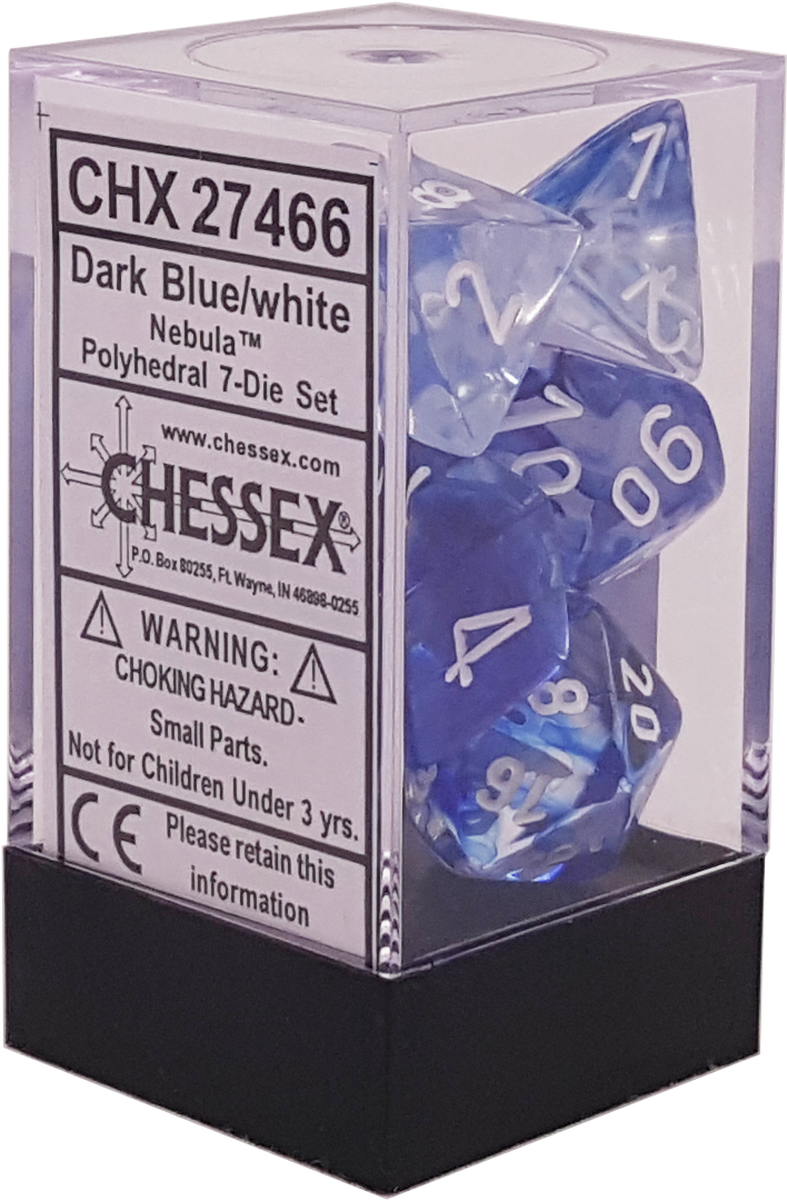 Nebula Dark Blue With White Polyhedral - Chessex Frosted Polyhedral 7-die Set (clear (1512x1800), Png Download