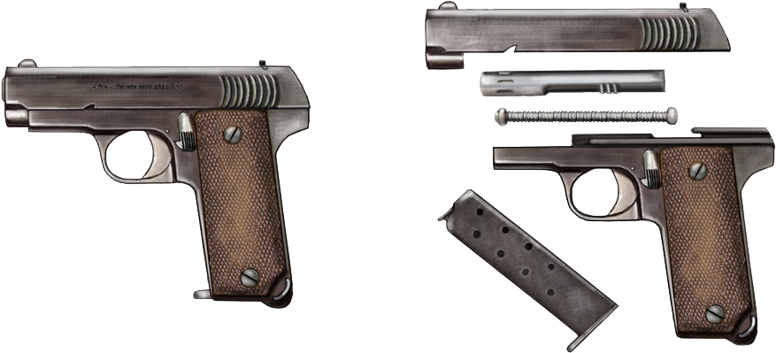 Pistolet Automatique De 7 Millim - Ww1 Sidearm (892x408), Png Download