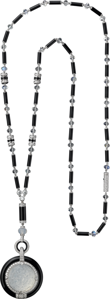 Cartierlocket Suspended From A Chain Of Moonstone And - Jewellery (378x1024), Png Download