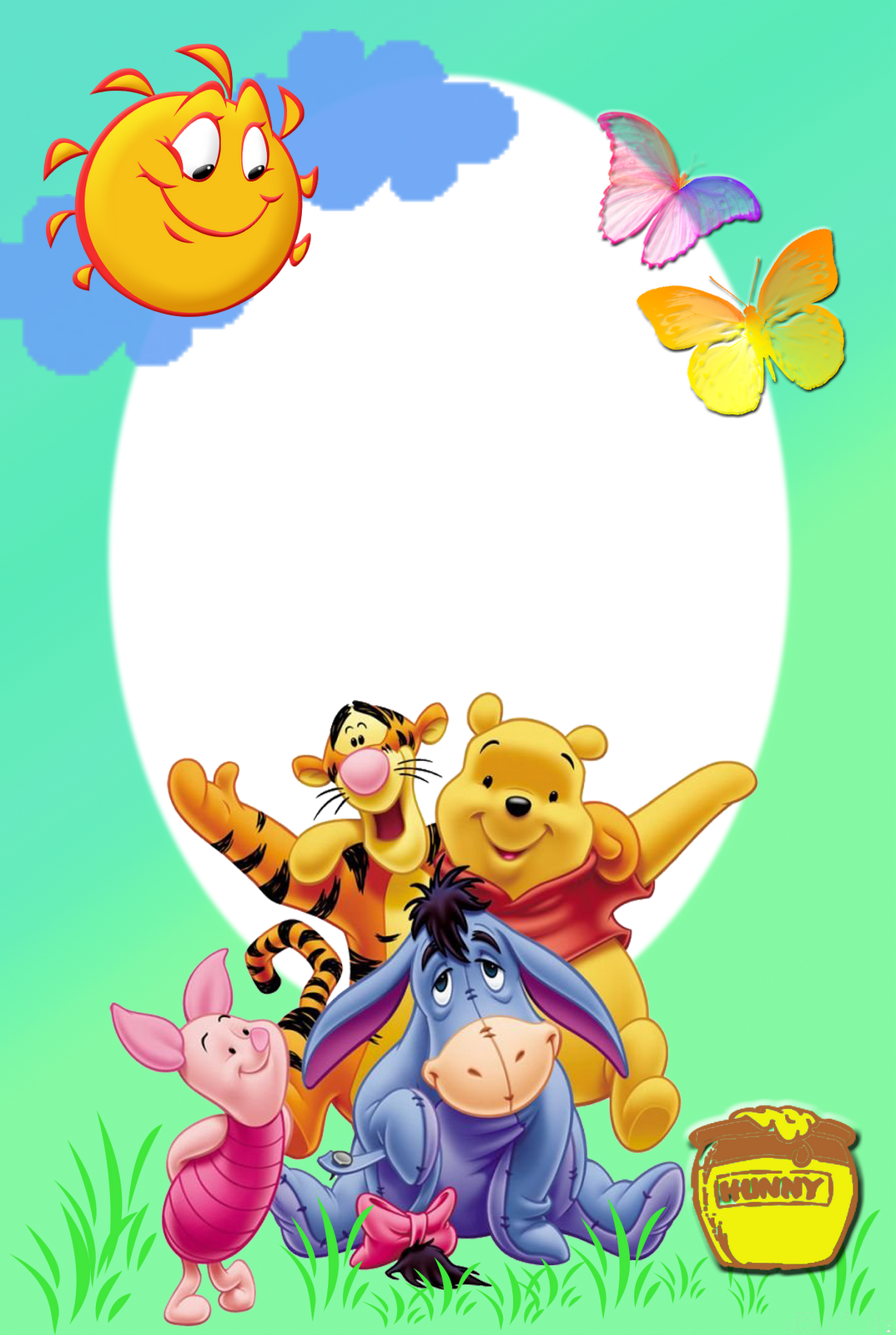 Marcos Gratis Para Fotos - Winnie The Pooh High Resolution (1074x1600), Png Download