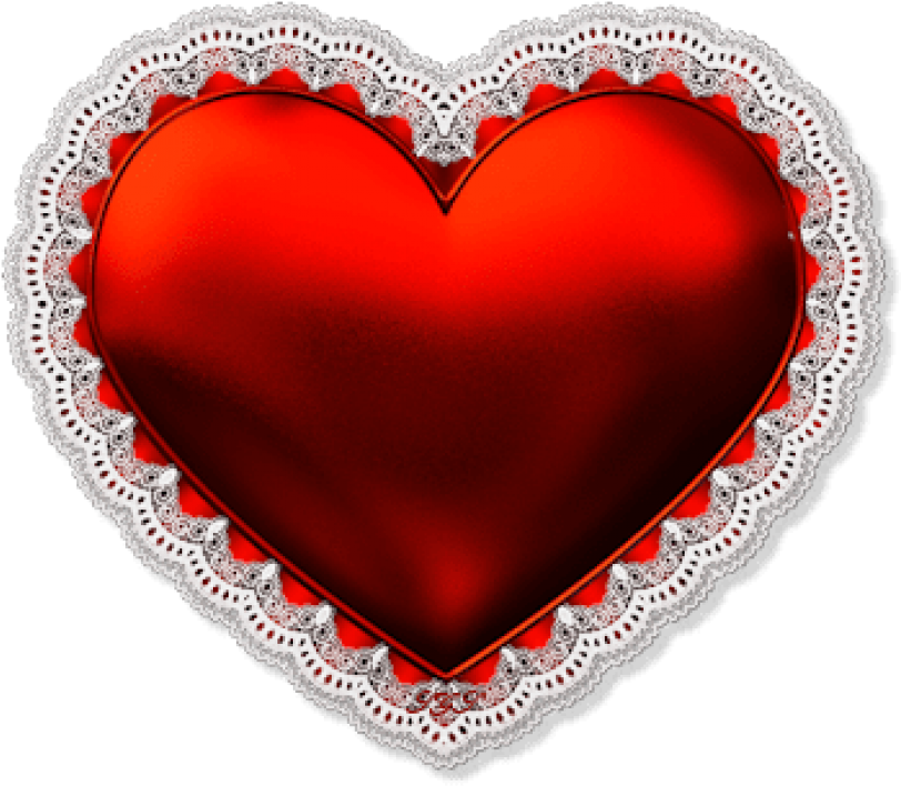 Free Png Bright Red Heart With Lace Png Images Transparent - Heart (850x727), Png Download