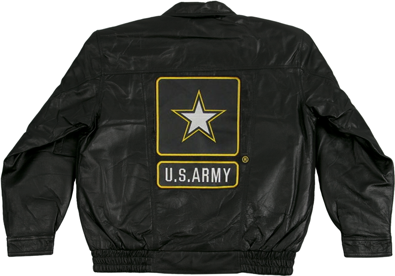 Army Leather Bomber Jacket With Army Star Logo - Black And White (800x800), Png Download