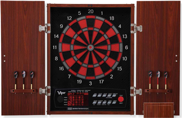 Electronic 42-1023 - Viper Neptune Electronic Soft Tip Dartboard With Cabinet (950x424), Png Download