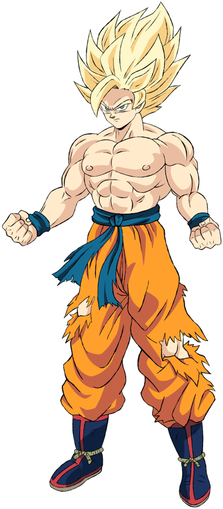 Hair Is Longer, But Not Full Super Saiyan Spikey - Goku (675x1200), Png Download