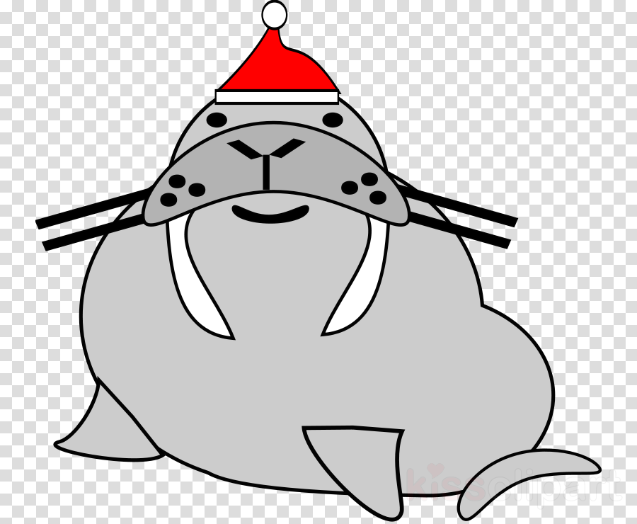 Walrus With A Christmas Hat Clipart Santa Claus Walrus - Christmas Walrus Throw Blanket (900x740), Png Download