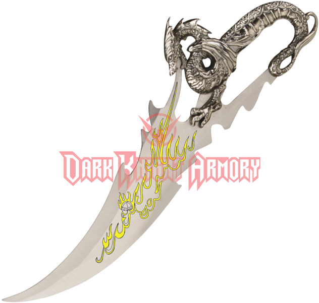 Yellow Fire-breathing Dragon Dagger - Sword (631x631), Png Download