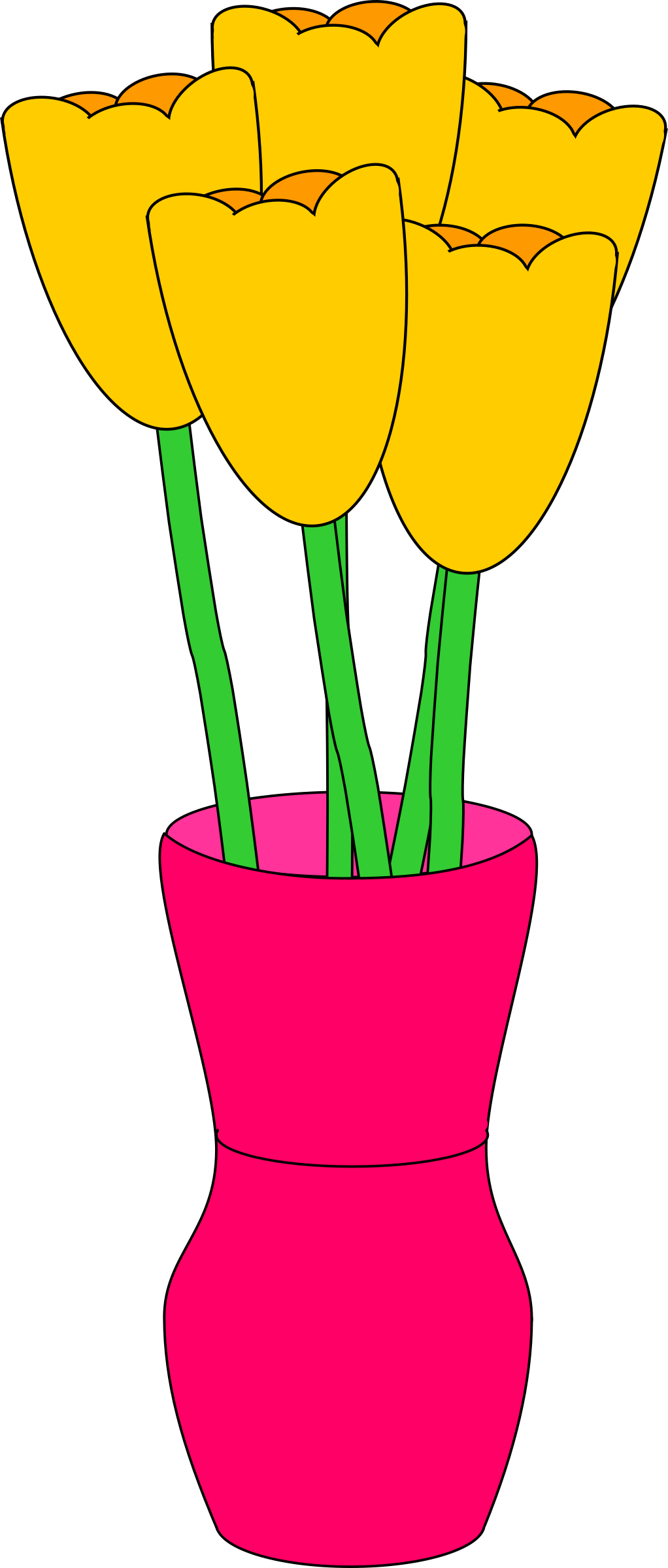Go To Image - Tulip In Vase Clipart (1022x2400), Png Download