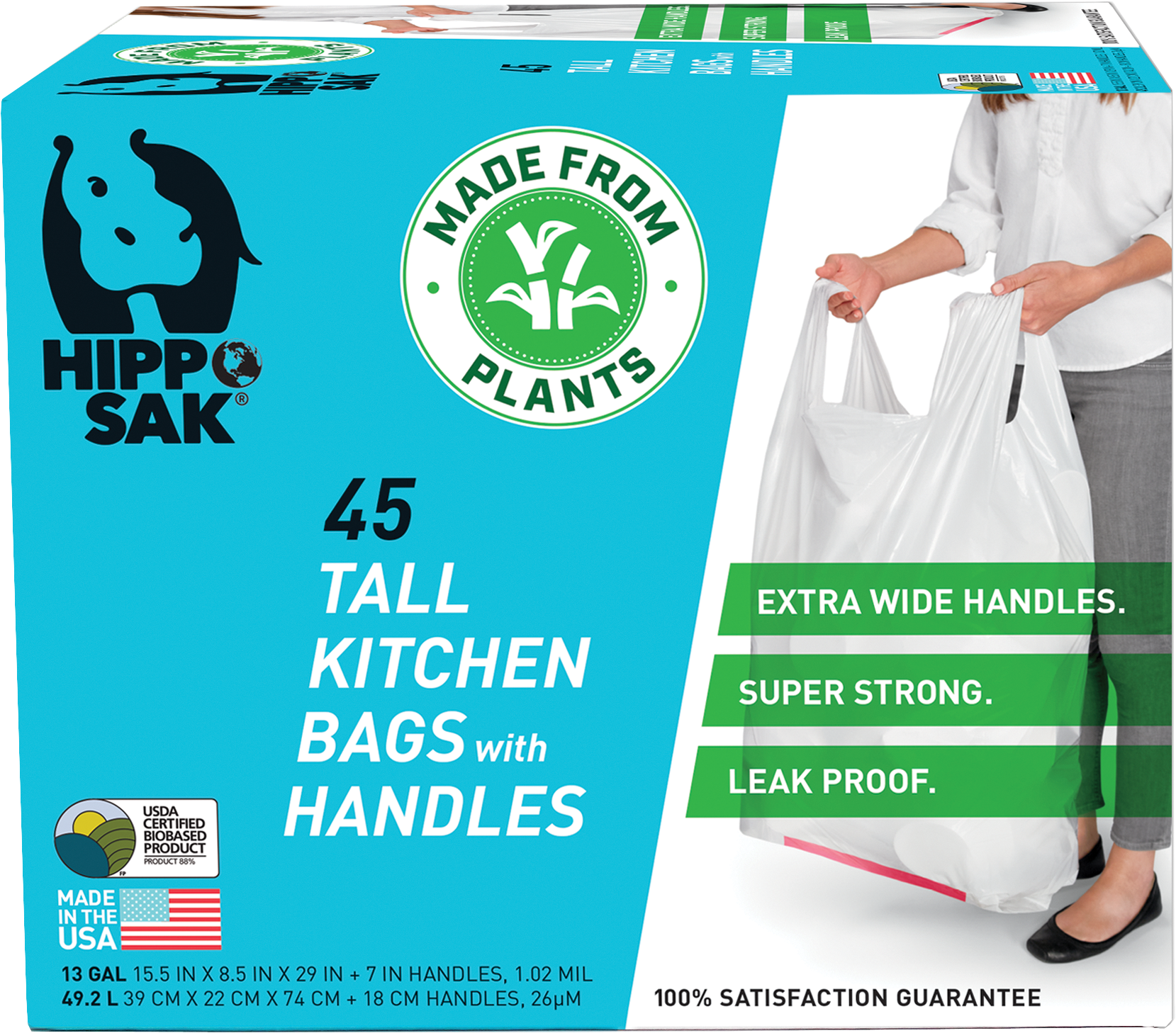 Learn More - Hippo Sak Plant Based - Tall Kitchen Bags (1800x1800), Png Download