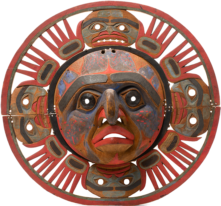 Carved Wooden Mask With A Face In The Center And Four - Joseph Campbell And The Power (1200x873), Png Download