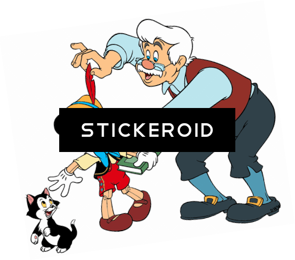 Pinocchio Gepetto And Figaro - Pinocchio (603x532), Png Download