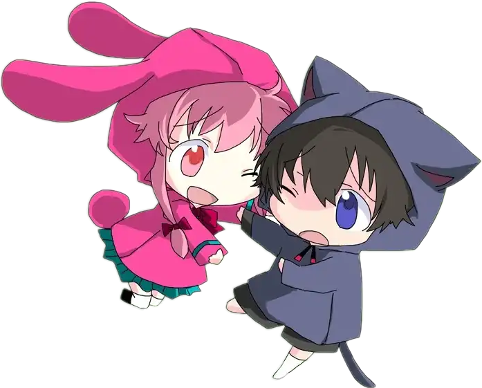 Yunogasai Yukiteruamano Mirainikki Futurediary Chibi - Gasai Yuno Y Amano Yukiteru (697x561), Png Download