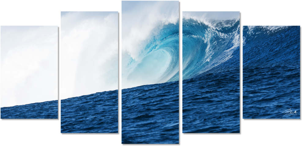 Thundercloud 5 Piece Canvas Art Wall - Ocean (1000x488), Png Download