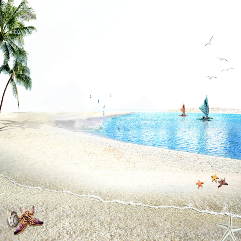 Mq Beach Sand Water Ocean Landscape - Beach (1024x1024), Png Download
