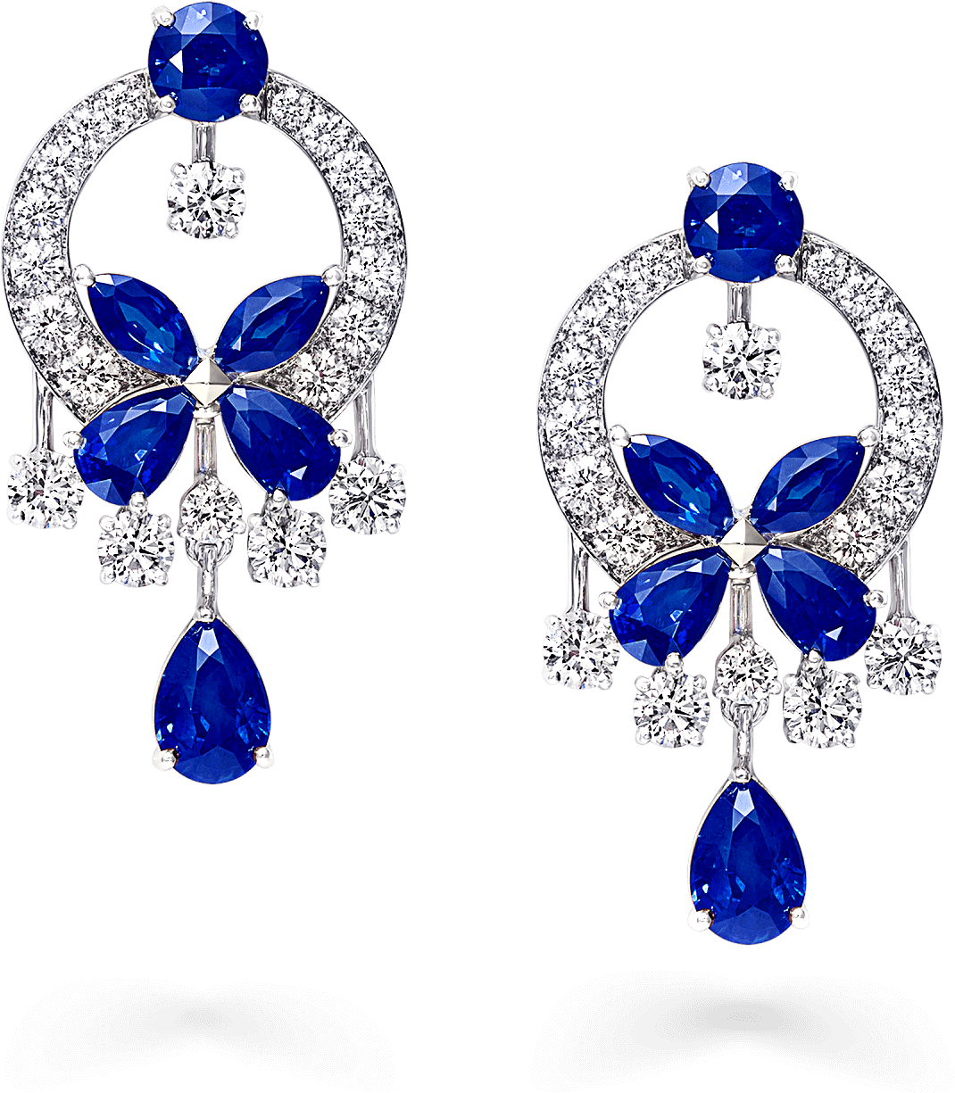 A Pair Of Graff Classic Butterfly Chandelier Earrings - تاج كل عروسه يكون مرصع بالاخضر (2000x2000), Png Download