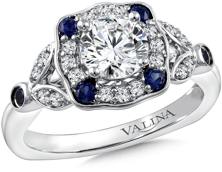 Valina Diamond & Blue Sapphire Engagement Ring Mounting - Ring (800x800), Png Download