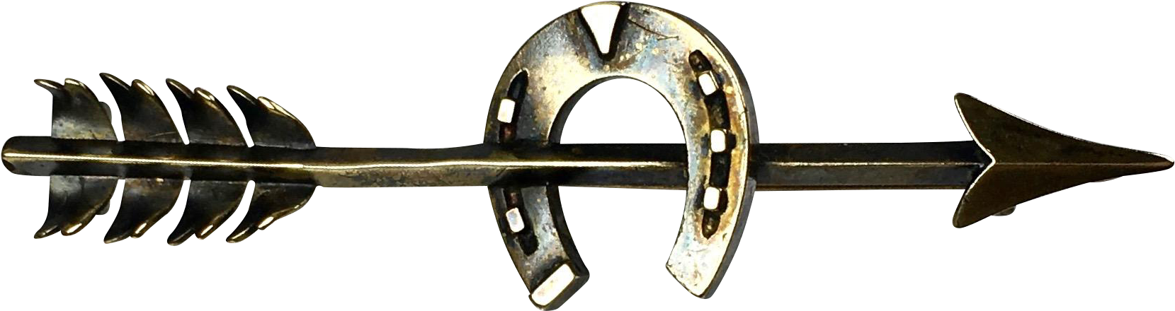 Antique 10k Gold Horse Shoe Arrow Bar Pin Fine Details - Ruby Lane (1658x1658), Png Download