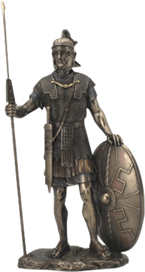 Roman Warrior With Spear And Shield Statue - Roman Warrior Statue (555x555), Png Download