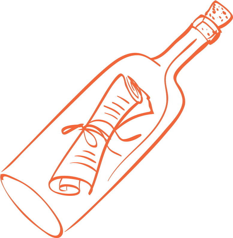 Lost - Bottle Note Drawing (1191x1191), Png Download