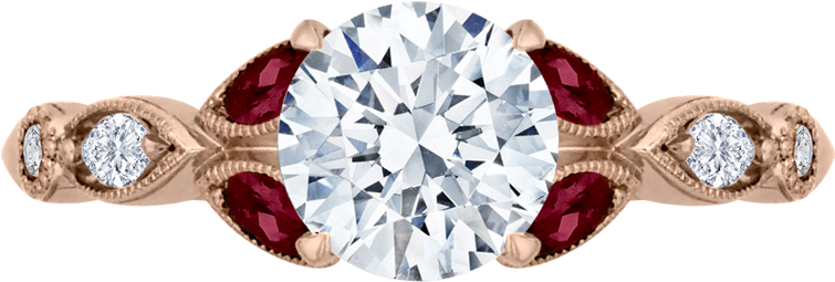 Round Diamond And Ruby Engagement Ring - Round Diamond Engagement Ring With Ruby (1000x1000), Png Download