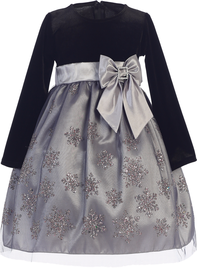 Silver Glitter Snowflake Girls Holiday Dress W - Girls Silver Christmas Dress (800x1200), Png Download