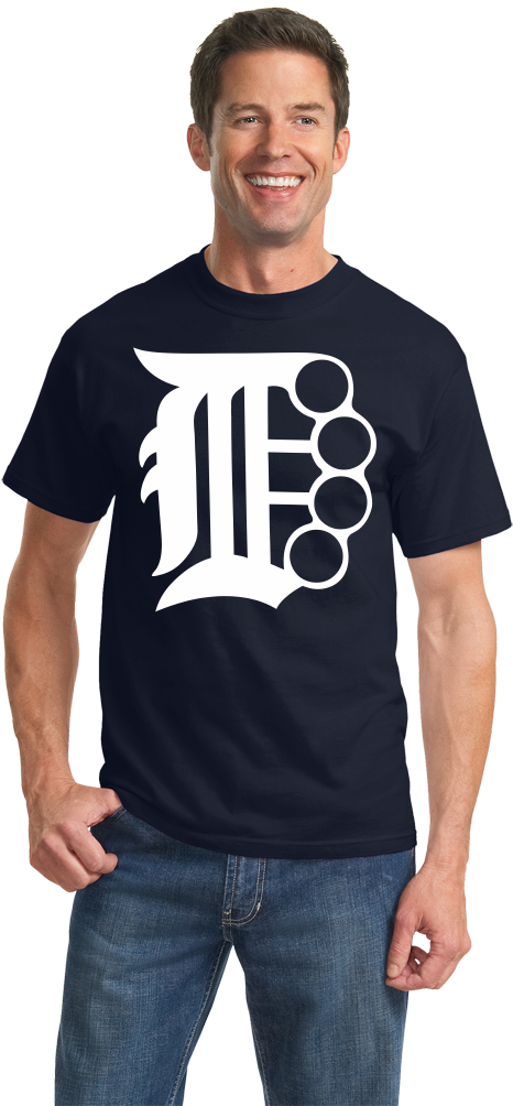 Standard Navy Brass Knuckle D - Brown T Shirt Model (670x1005), Png Download