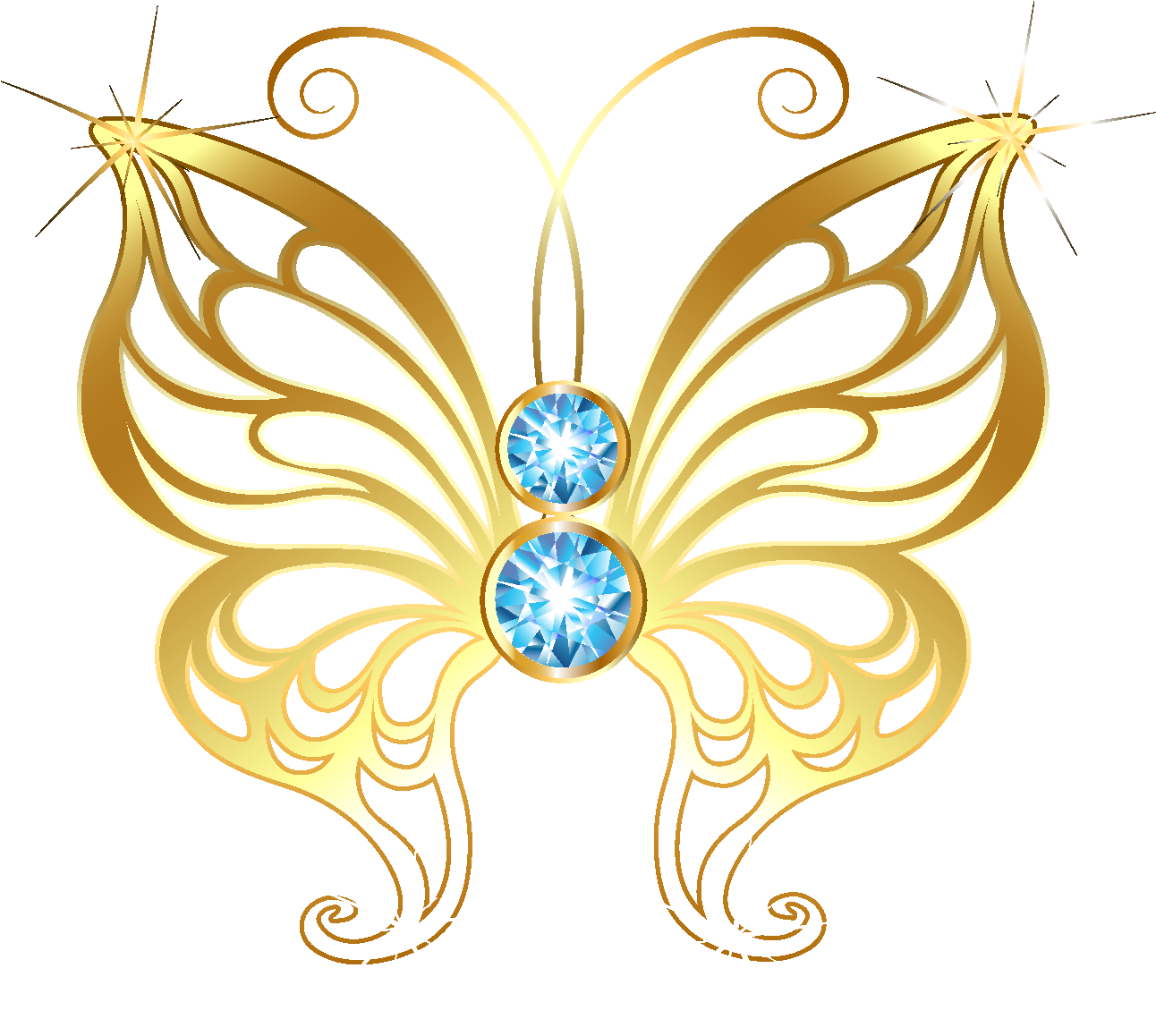 Cartoon Golden Line Butterfly Element - Butterfly Wings Sexy (1772x1378), Png Download