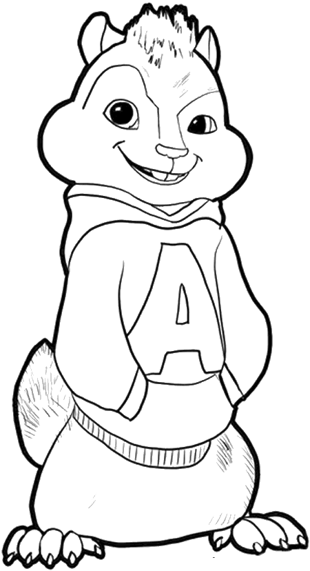 Chipmunk Drawing Alvin - Alvin The Chipmunk Coloring Pages (700x836), Png Download