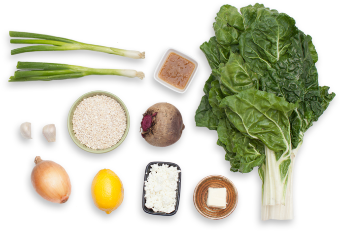 Beet & Barley Risotto With Swiss Chard & Goat Cheese - Beetroot (700x477), Png Download