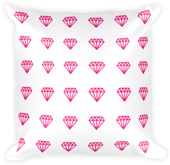 White & Hot Pink Diamond Pattern Boho Pillow Olivia - Furniture (600x600), Png Download