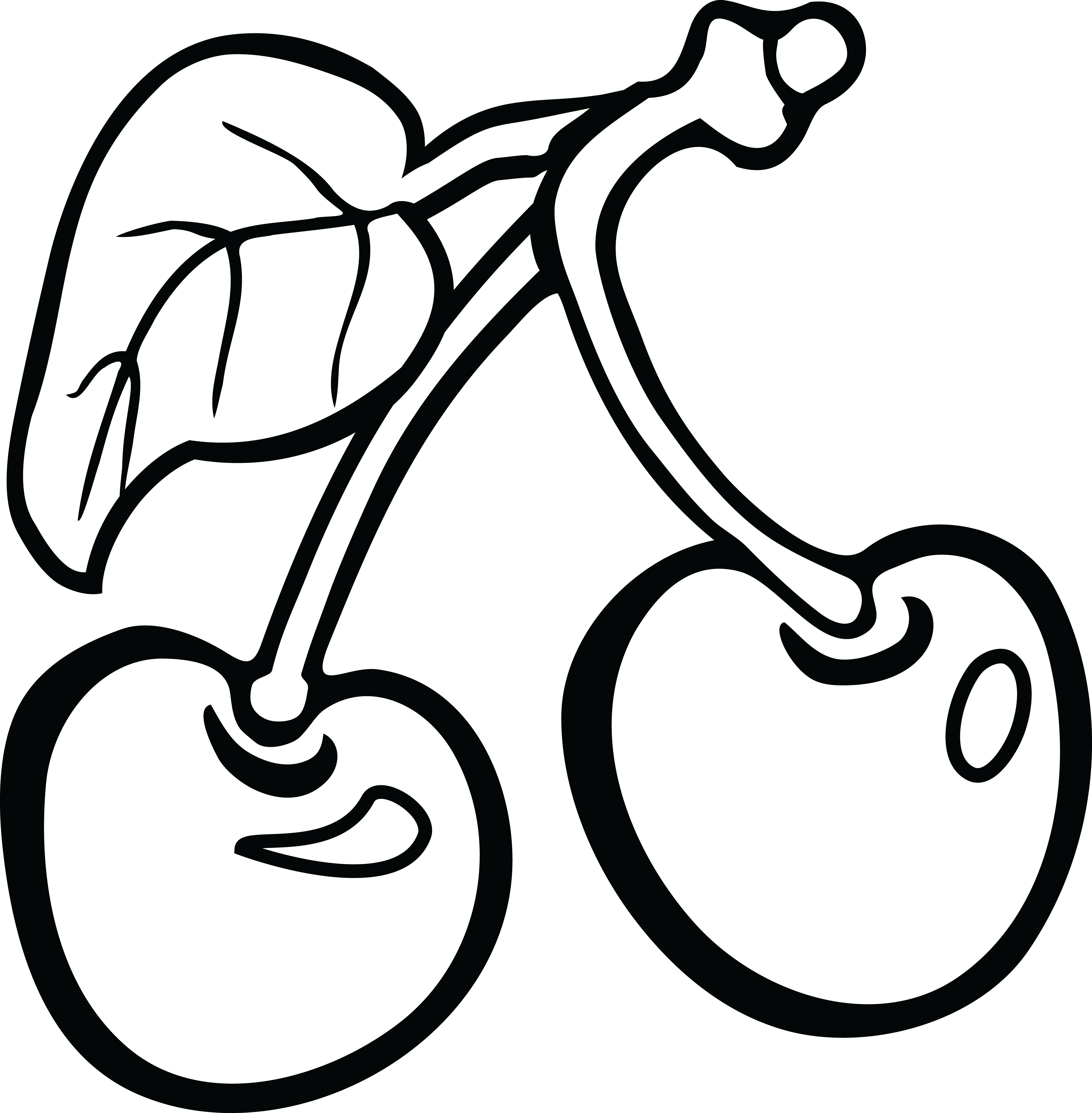, , - Clip Art Black And White Cherry (4000x4078), Png Download