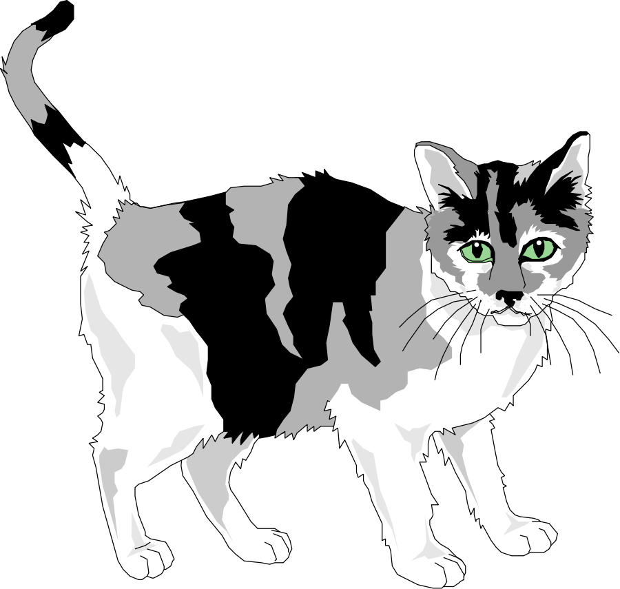 This Free Clipart Png Design Of Black And Grey Cat (900x855), Png Download