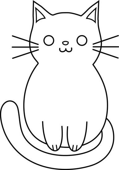 Cute Cat Clipart Free Images - Easy Cat Lineart (385x550), Png Download