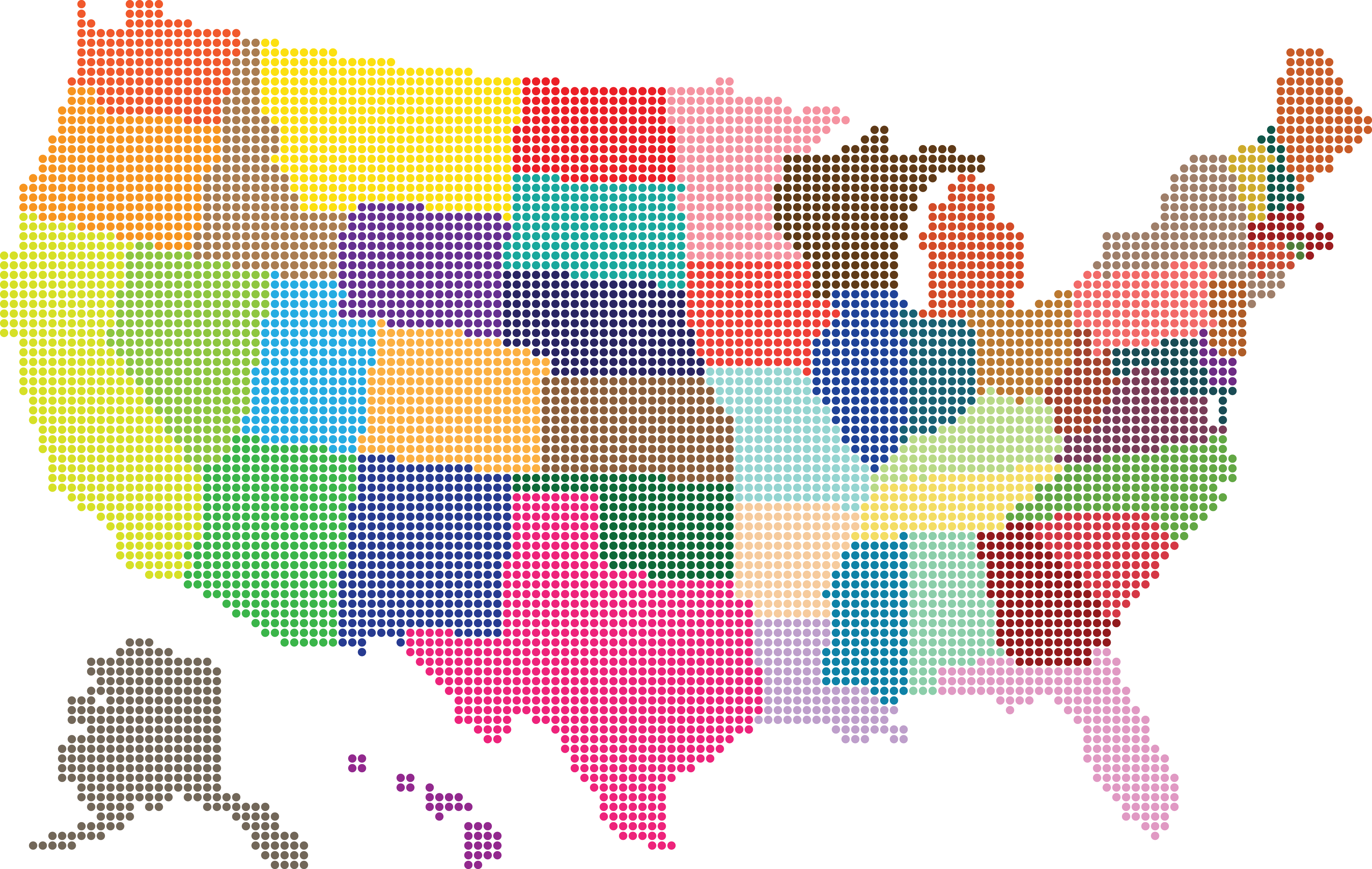 Free Clipart Images - Map Of United States With Dots (4000x2534), Png Download