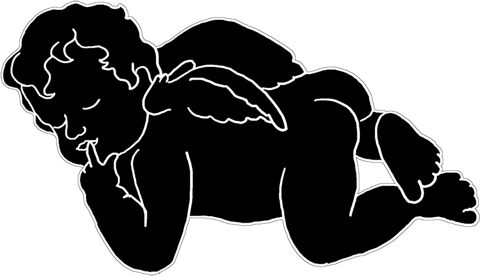 Little Sleeping Angel Silhouette Png - Drawing (1063x759), Png Download