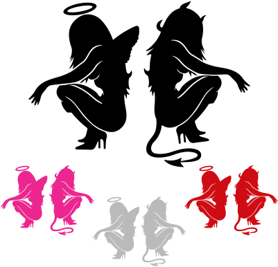 Angel Devil Png - Angel And Devil (400x400), Png Download