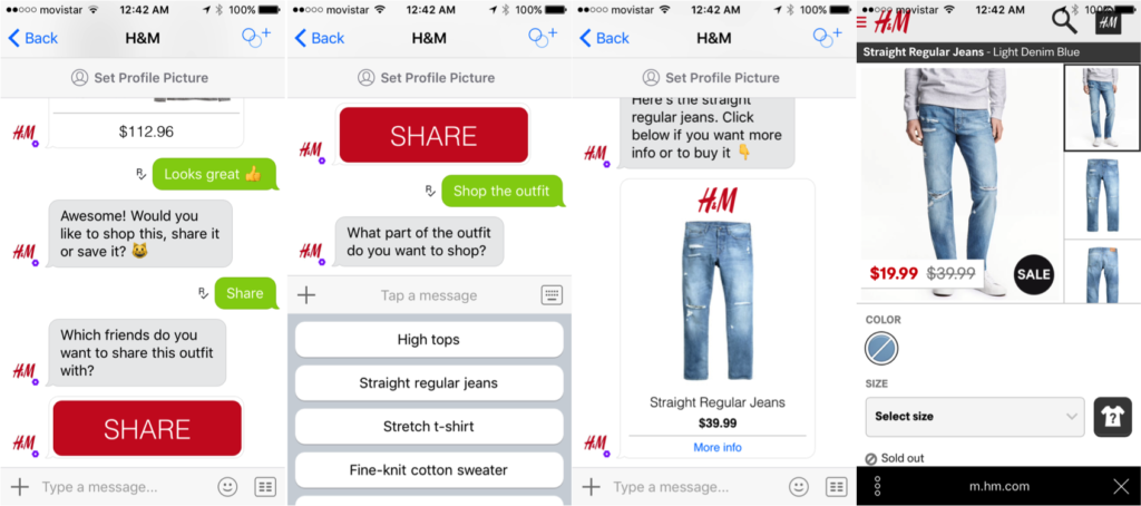 H&m Chatbot On Kik Getting To Checkout - H&m Chatbot (1024x454), Png Download