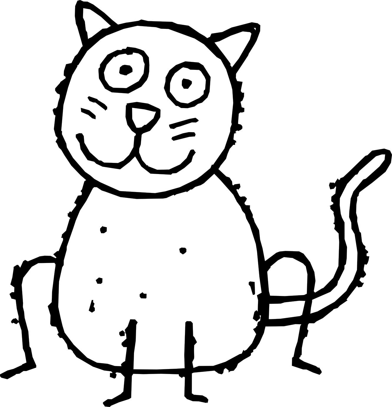 Cartoon Black And White Cat - Happy 50th Birthday Funny Male (1331x1382), Png Download