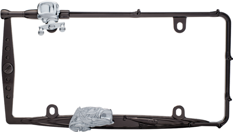 Fishing Black And Chrome License Plate Frame (800x800), Png Download