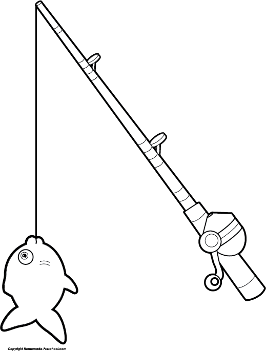 Graphic Freeuse Download Fishing Pole Clipart Black - Draw A Fishing Pole (519x685), Png Download