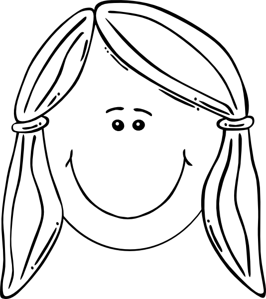 Original Png Clip Art File Smiling Girl Face Balck (534x600), Png Download