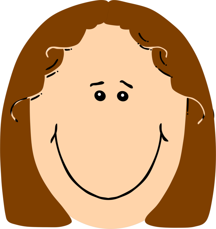 Smiley Happiness Face Girl - Light Brown Hair Clipart (710x750), Png Download